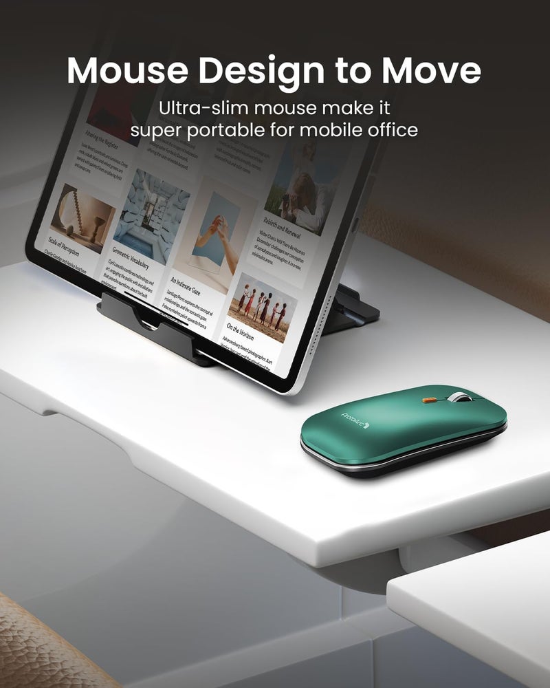 ProtoArc Foldable Keyboard and Mouse, XKM01 True Full-Size Folding Wireless Keyboard Mouse Combo for Business Travel, a Portable Office Suite On-The-Go, Compatible with Laptop iPad Tablet - Green - Image 5